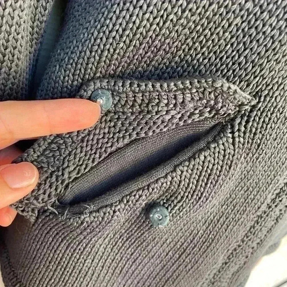 ODD MOLLY women’s charcoal gray knit fringe sweater pockets and from zip sz 0 - Picture 13 of 15